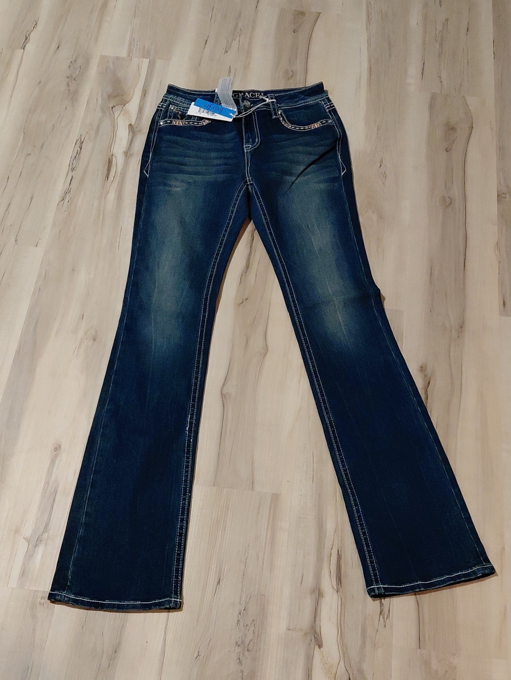 Grace in LA Dark Blue Flare Jeans